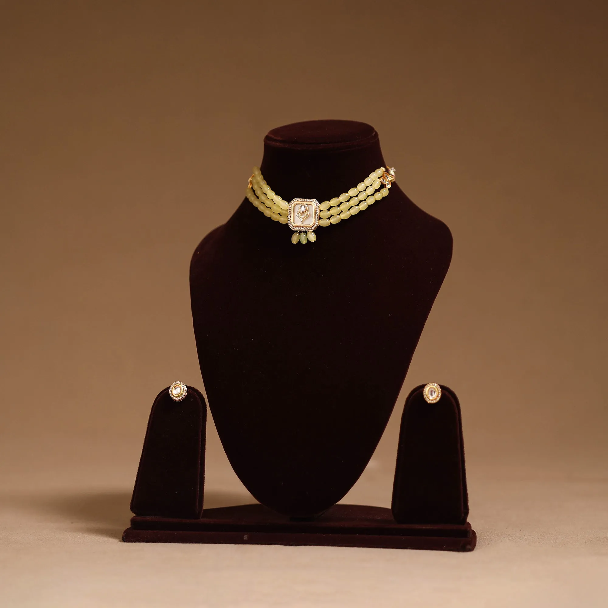 Yellow - Kundan Work Choker Necklace Set 44 sold by Itokri