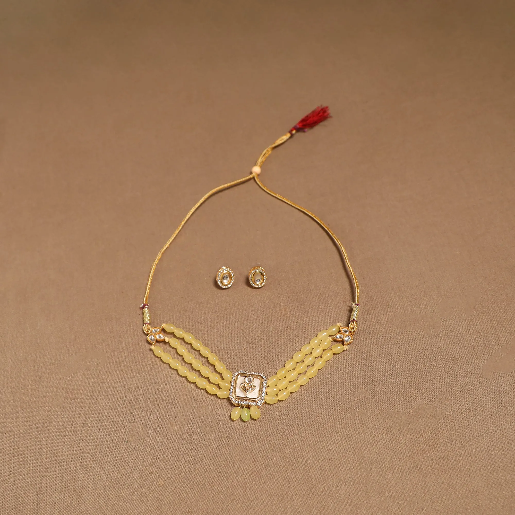Yellow - Kundan Work Choker Necklace Set 44 sold by Itokri product image thumbnail 2