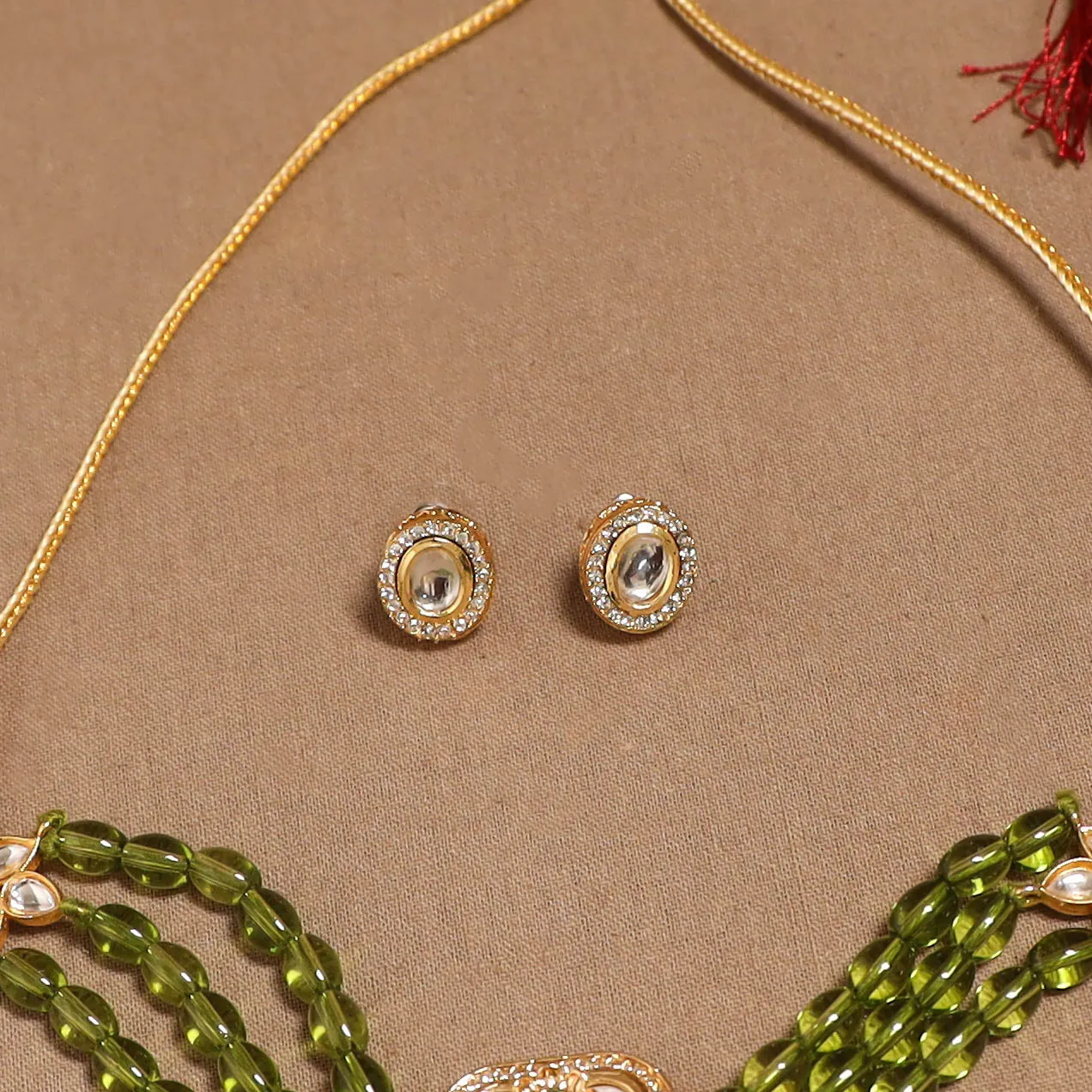 Green - Kundan Work Choker Necklace Set 42 sold by Itokri product image thumbnail 3