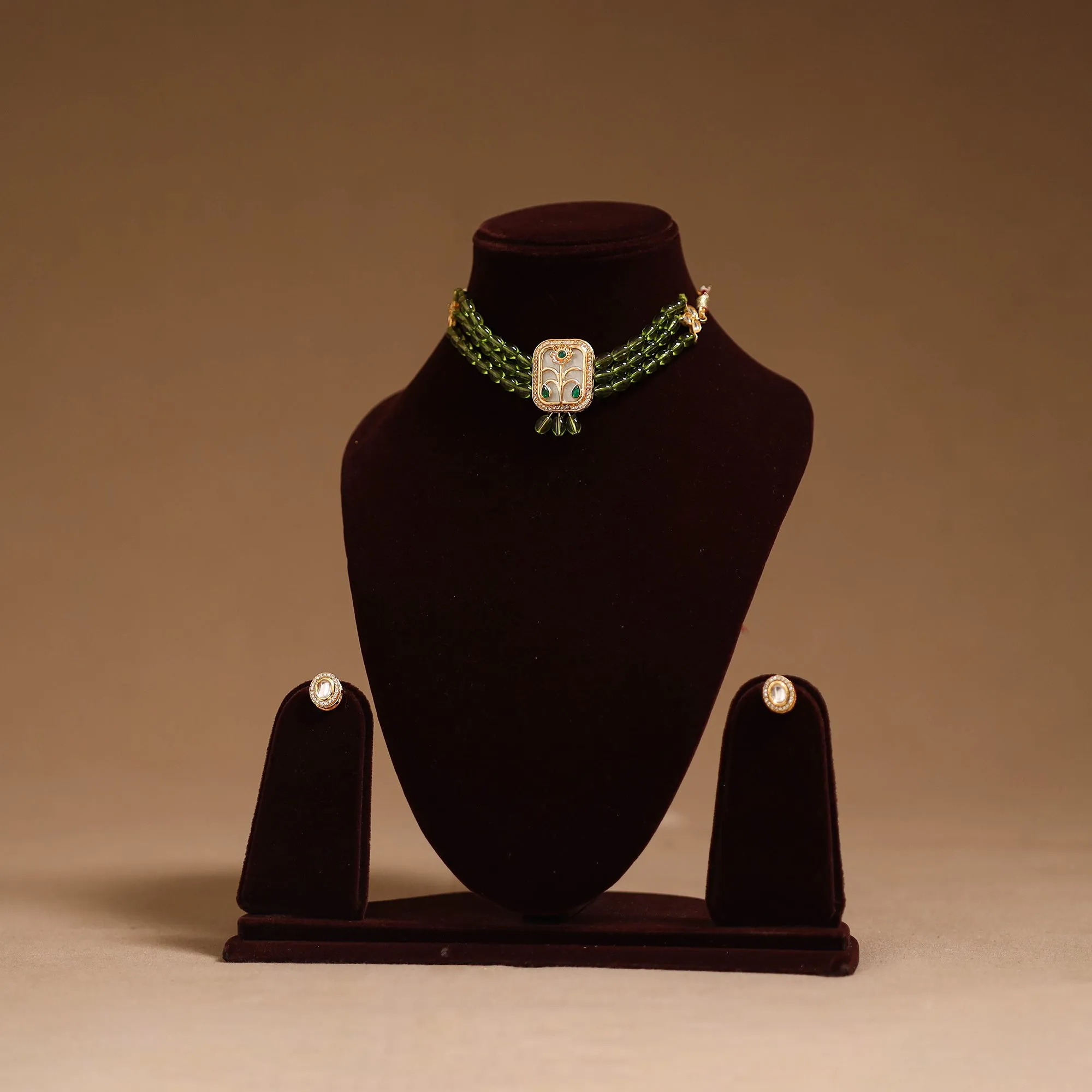 Green - Kundan Work Choker Necklace Set 42 sold by Itokri