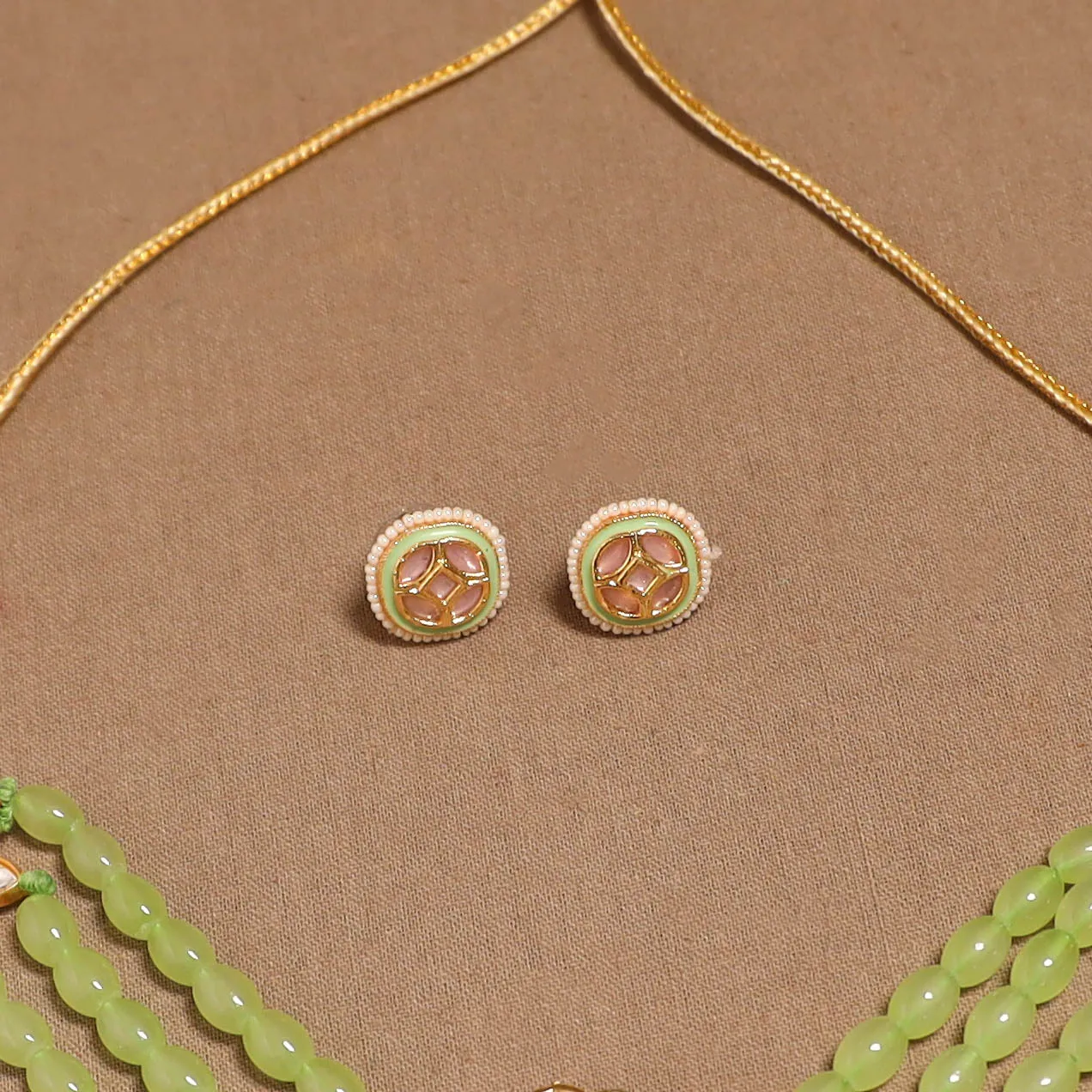 Green - Kundan Work Choker Necklace Set 39 sold by Itokri product image thumbnail 3