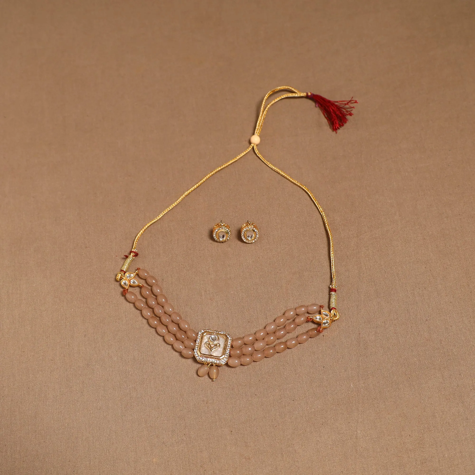 Brown - Kundan Work Choker Necklace Set 28 sold by Itokri product image thumbnail 2