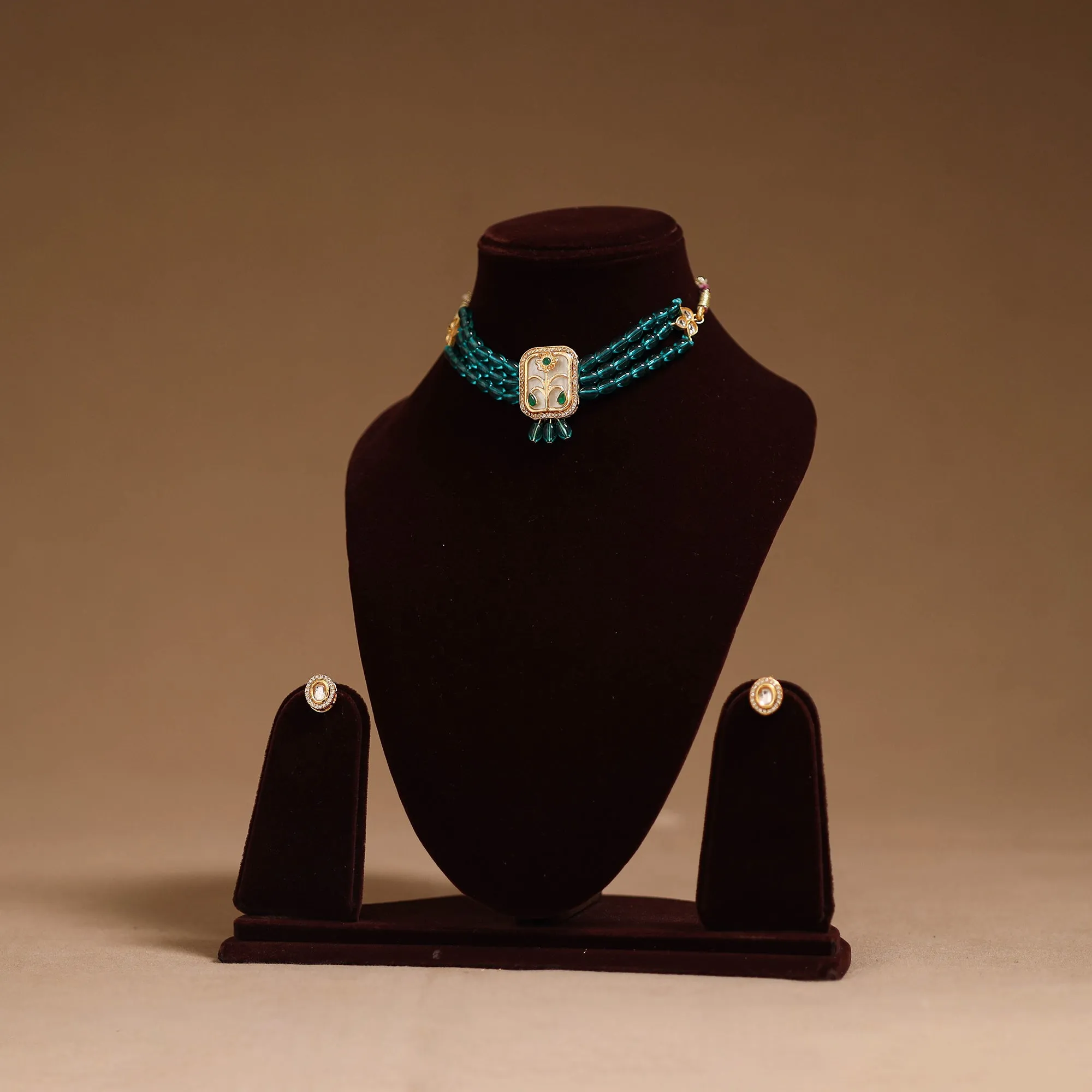 Blue - Kundan Work Choker Necklace Set 30 sold by Itokri