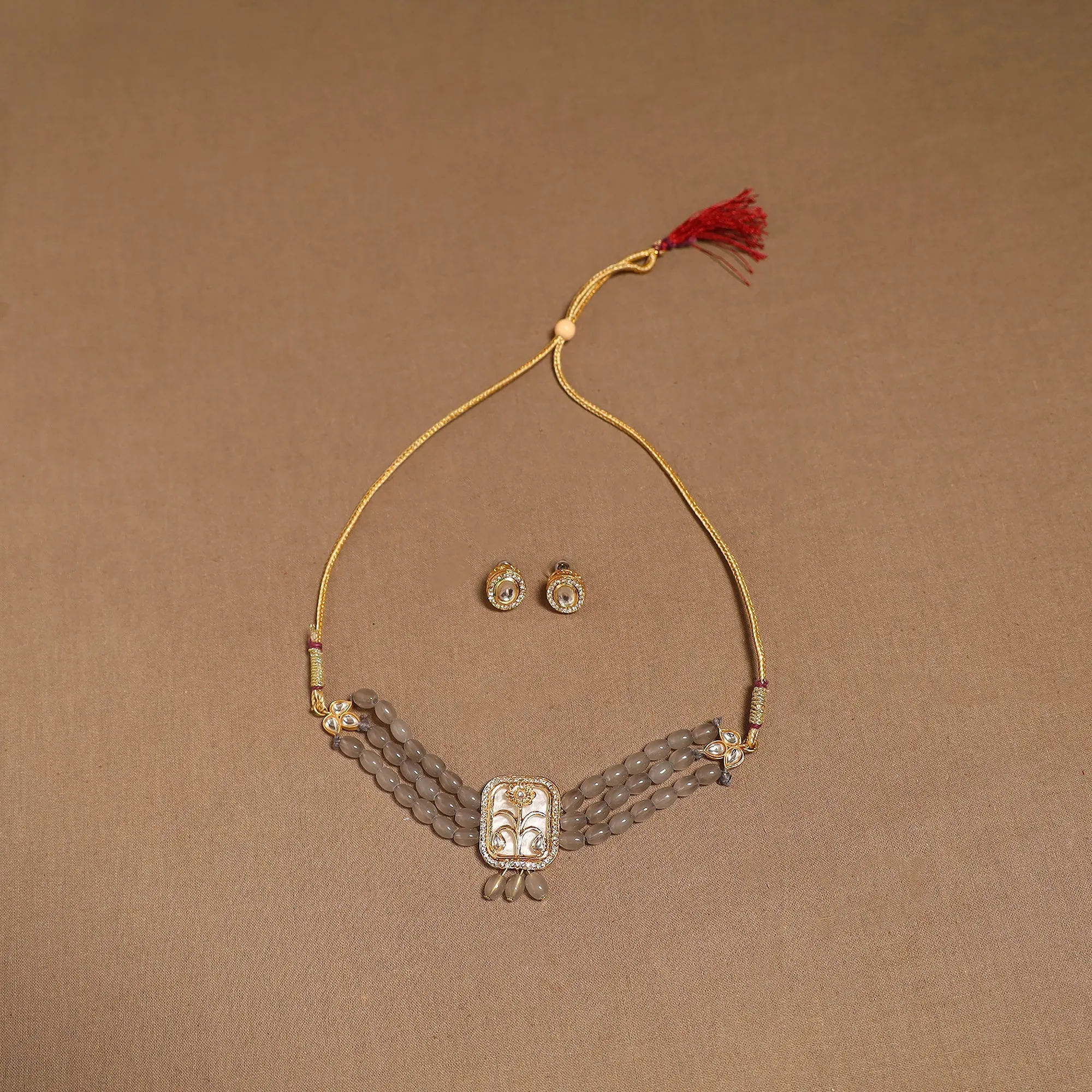 Brown - Kundan Work Choker Necklace Set 31 sold by Itokri product image thumbnail 2