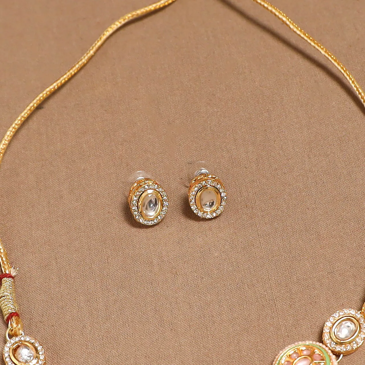Peach - Kundan Work Choker Necklace Set 37 sold by Itokri product image thumbnail 3