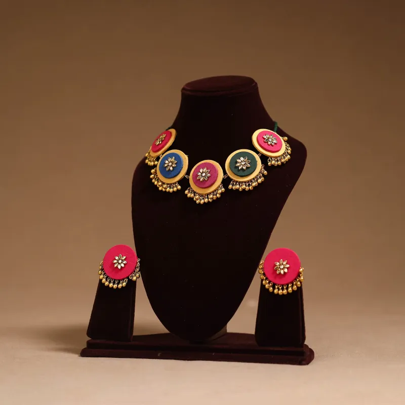 Multicolor - Fabart Ghungroo & Kundan Work Necklace Set 22 made by Itokri