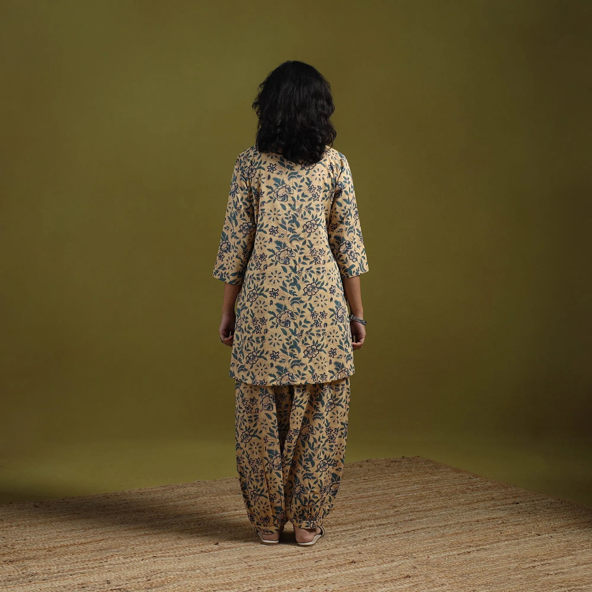 Beige - Floral Block Print Cotton Sanganeri Co-Ord Set 08 sold by Itokri product image thumbnail 5