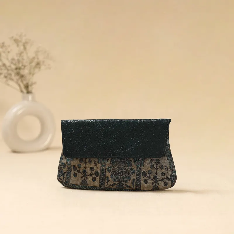 Blue - Hand Print Clutch with Embossed Leather Flap 08 made by Itokri