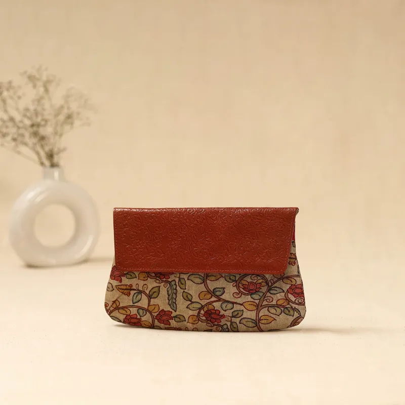 Beige - Hand Print Clutch with Embossed Leather Flap 31 made by Itokri