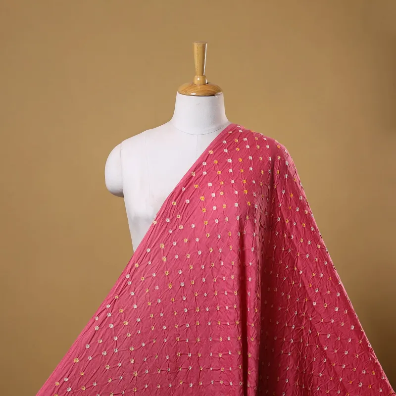 Pink - Kutch Tie-Dye Cotton Bandhani Fabric 07 sold by Itokri