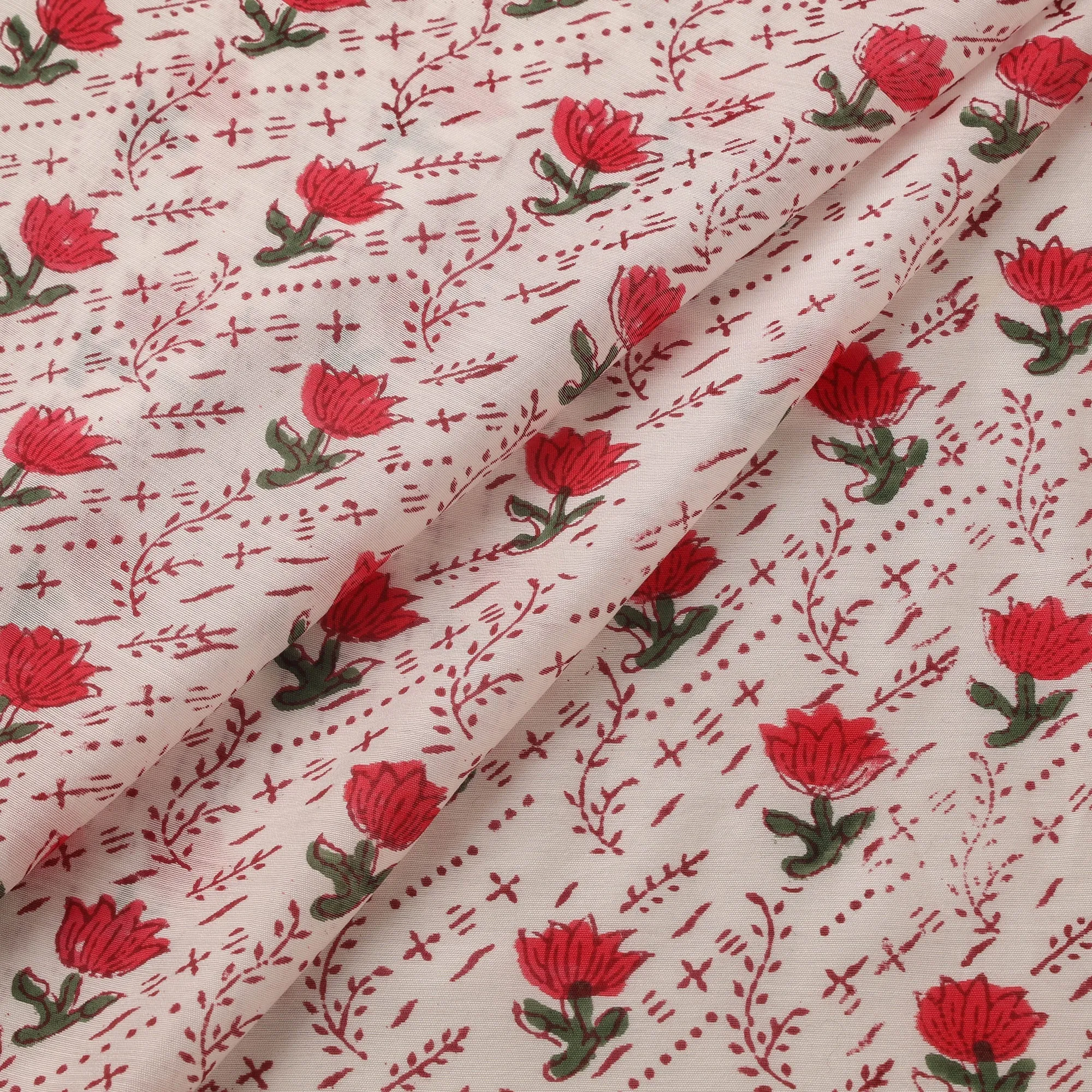 White - Hand Block Print Sanganeri Fabric 14 sold by Itokri product image thumbnail 2