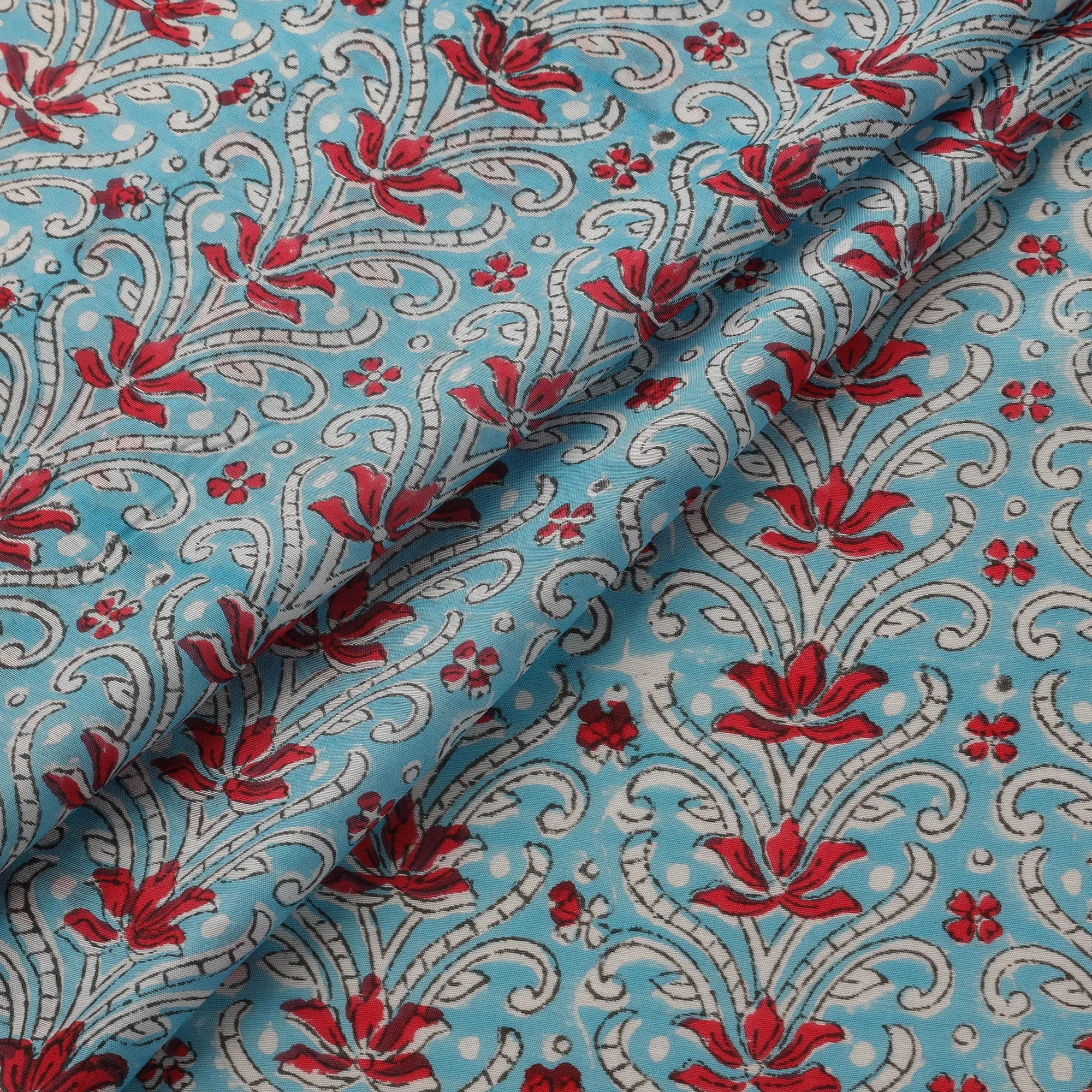 Blue - Hand Block Print Sanganeri Fabric 20 sold by Itokri product image thumbnail 2