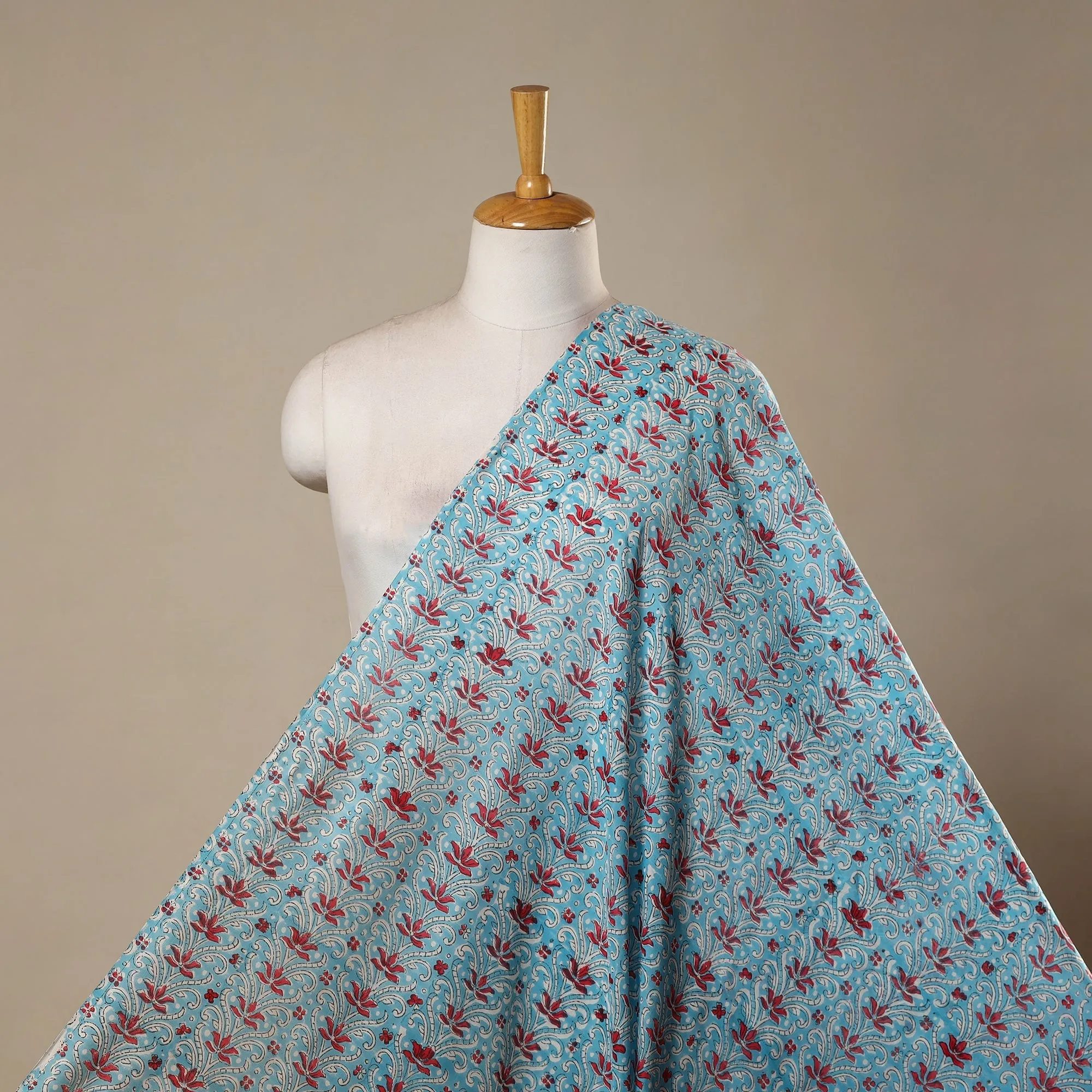 Blue - Hand Block Print Sanganeri Fabric 20 sold by Itokri