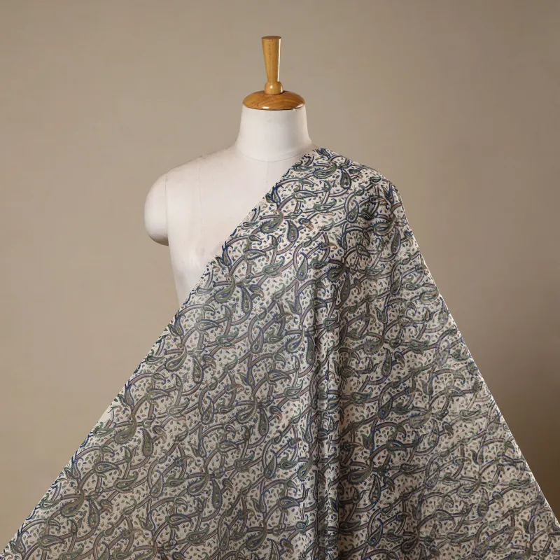 Brown - Handloom Chanderi Silk Hand Block Print Sanganeri Fabric 12 sold by Itokri