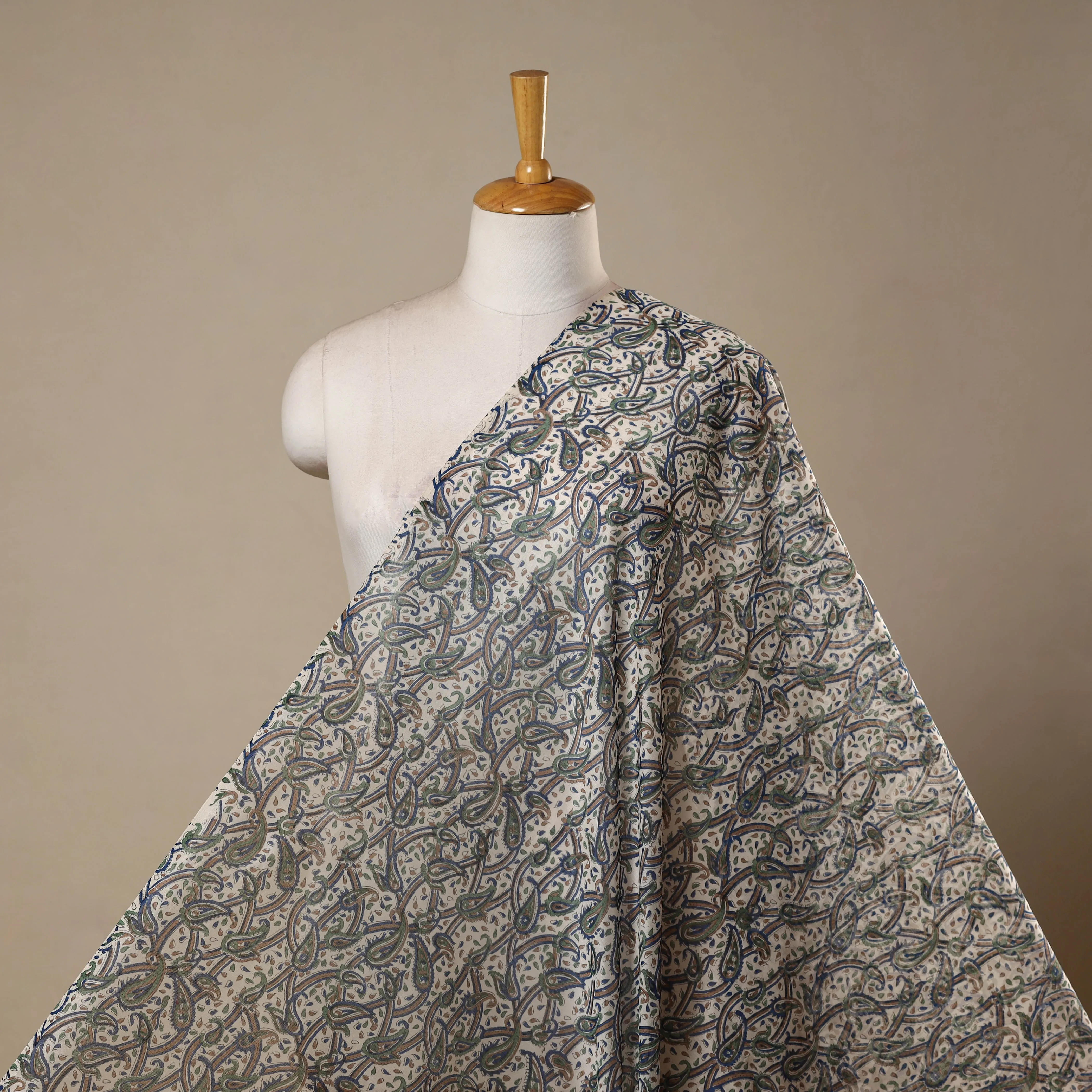 Brown - Handloom Chanderi Silk Hand Block Print Sanganeri Fabric 12 sold by Itokri