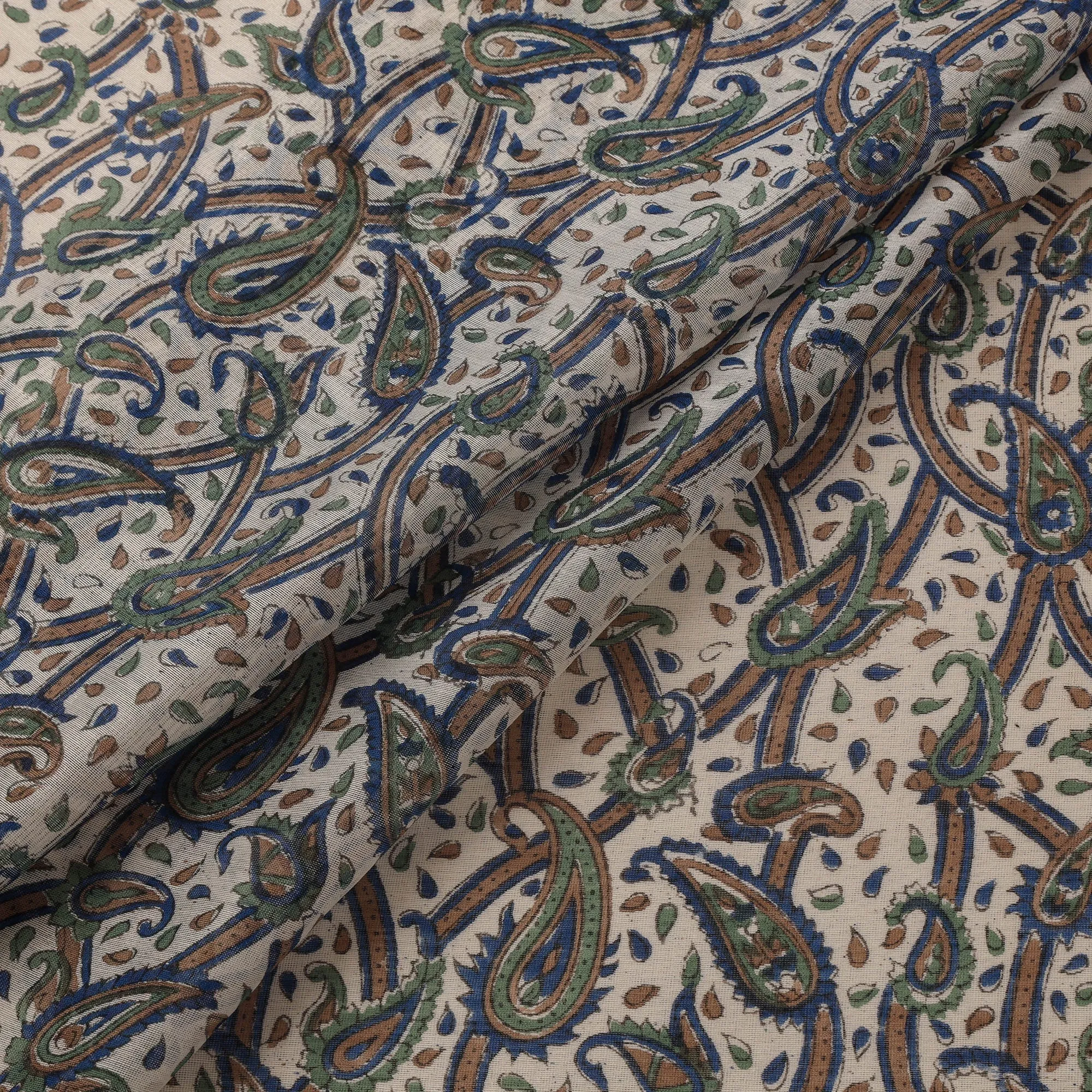 Brown - Handloom Chanderi Silk Hand Block Print Sanganeri Fabric 12 sold by Itokri product image thumbnail 2