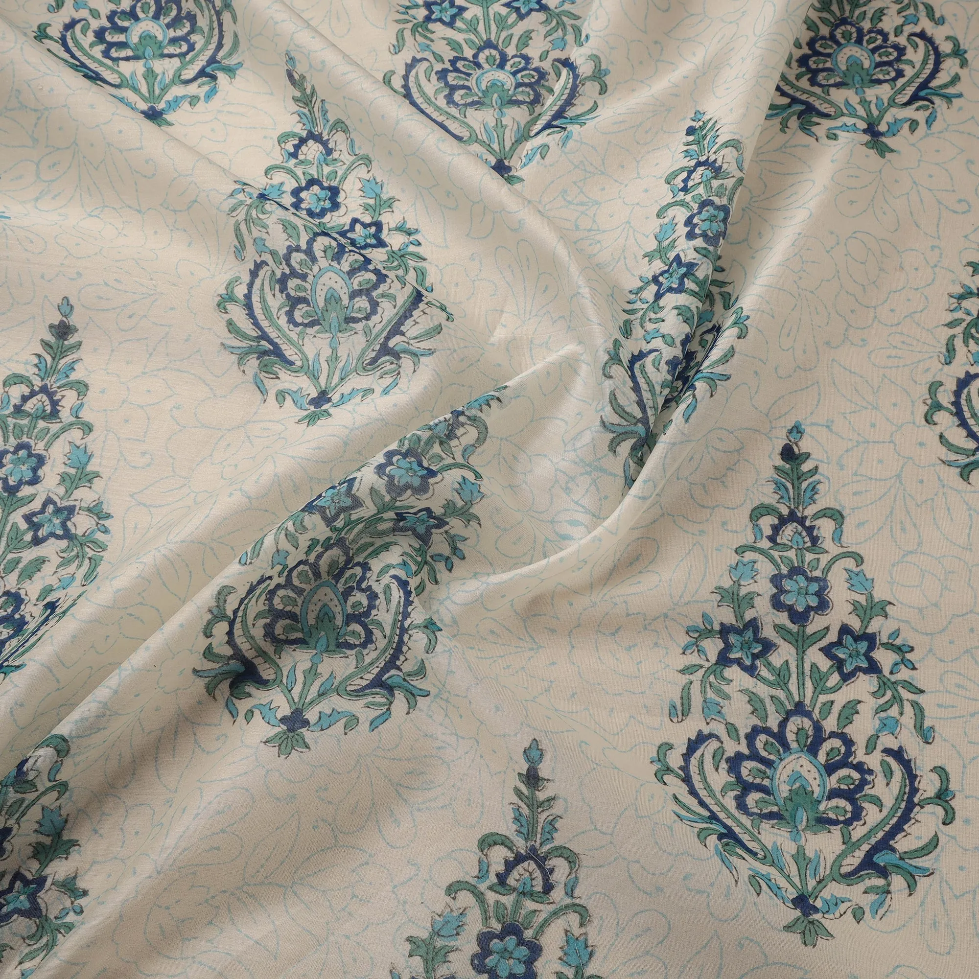 White - Handloom Chanderi Silk Hand Block Print Sanganeri Fabric 09 sold by Itokri product image thumbnail 3