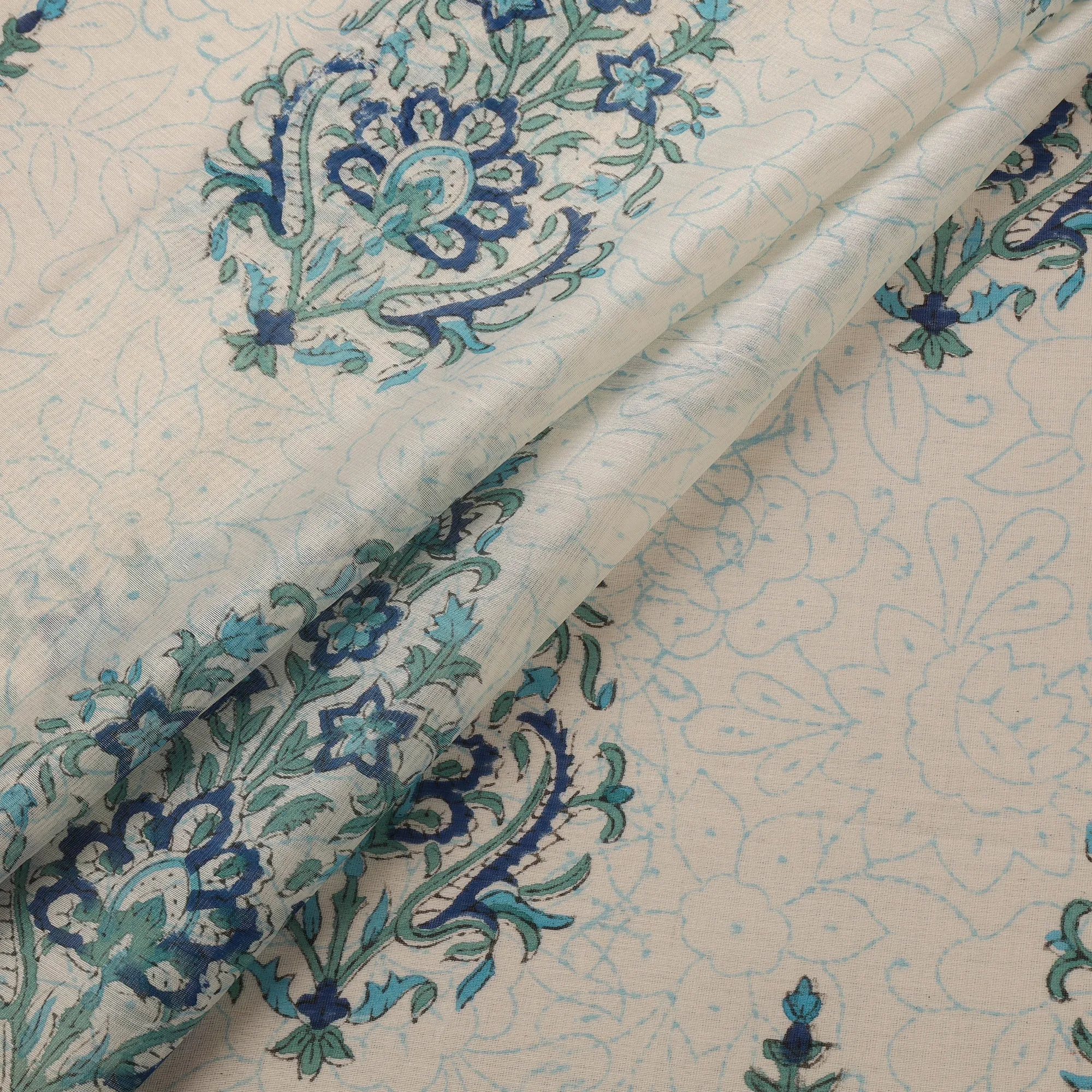 White - Handloom Chanderi Silk Hand Block Print Sanganeri Fabric 09 sold by Itokri product image thumbnail 2