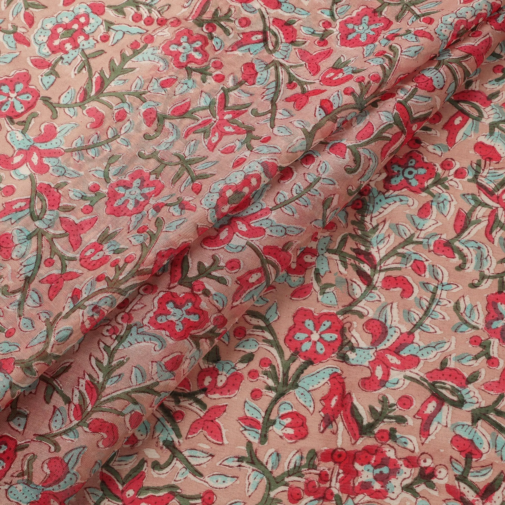 Pink - Handloom Chanderi Silk Hand Block Print Sanganeri Fabric 05 sold by Itokri product image thumbnail 2