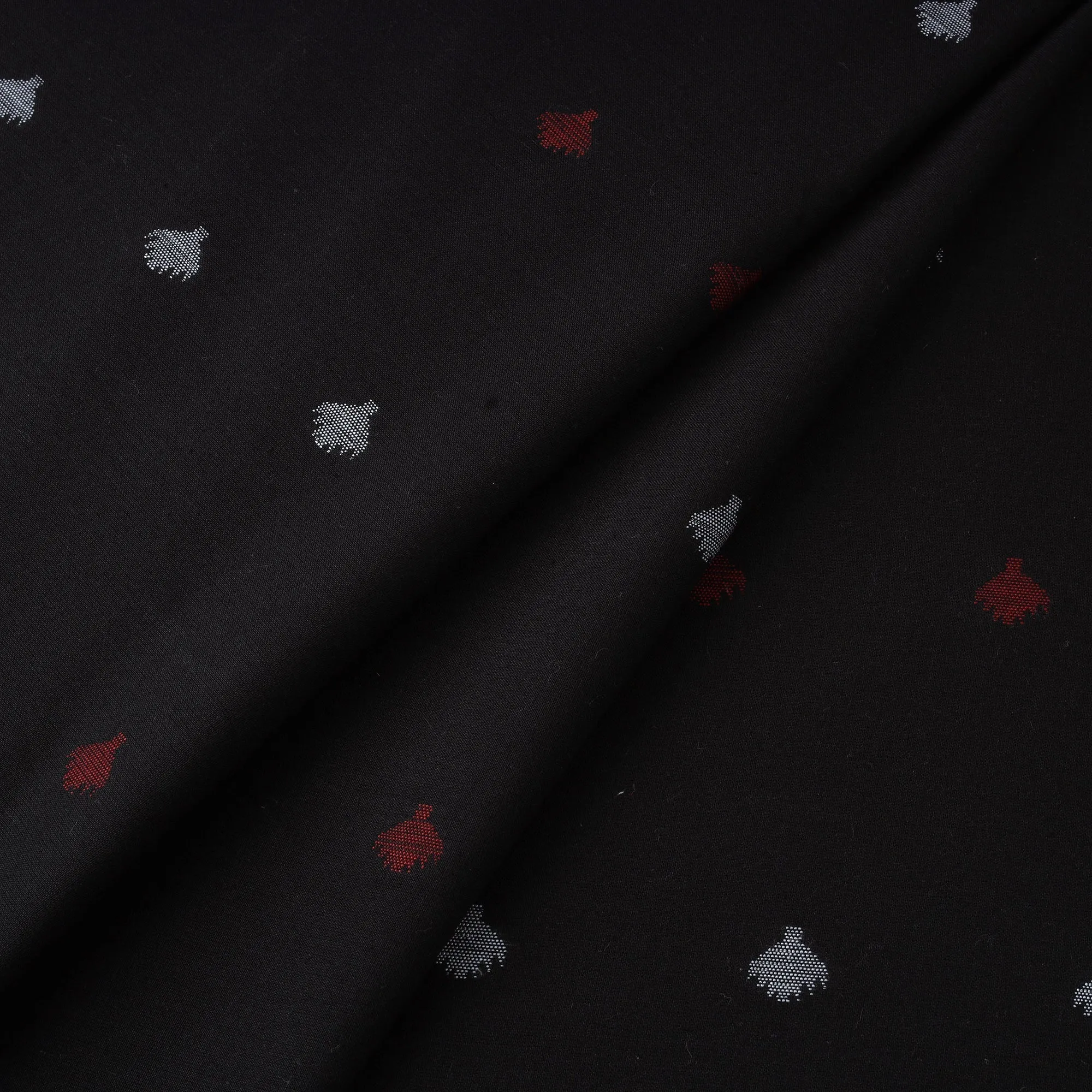 Black - Thread Buti Cotton Fabric with Jamdani Border 07 sold by Itokri product image thumbnail 2