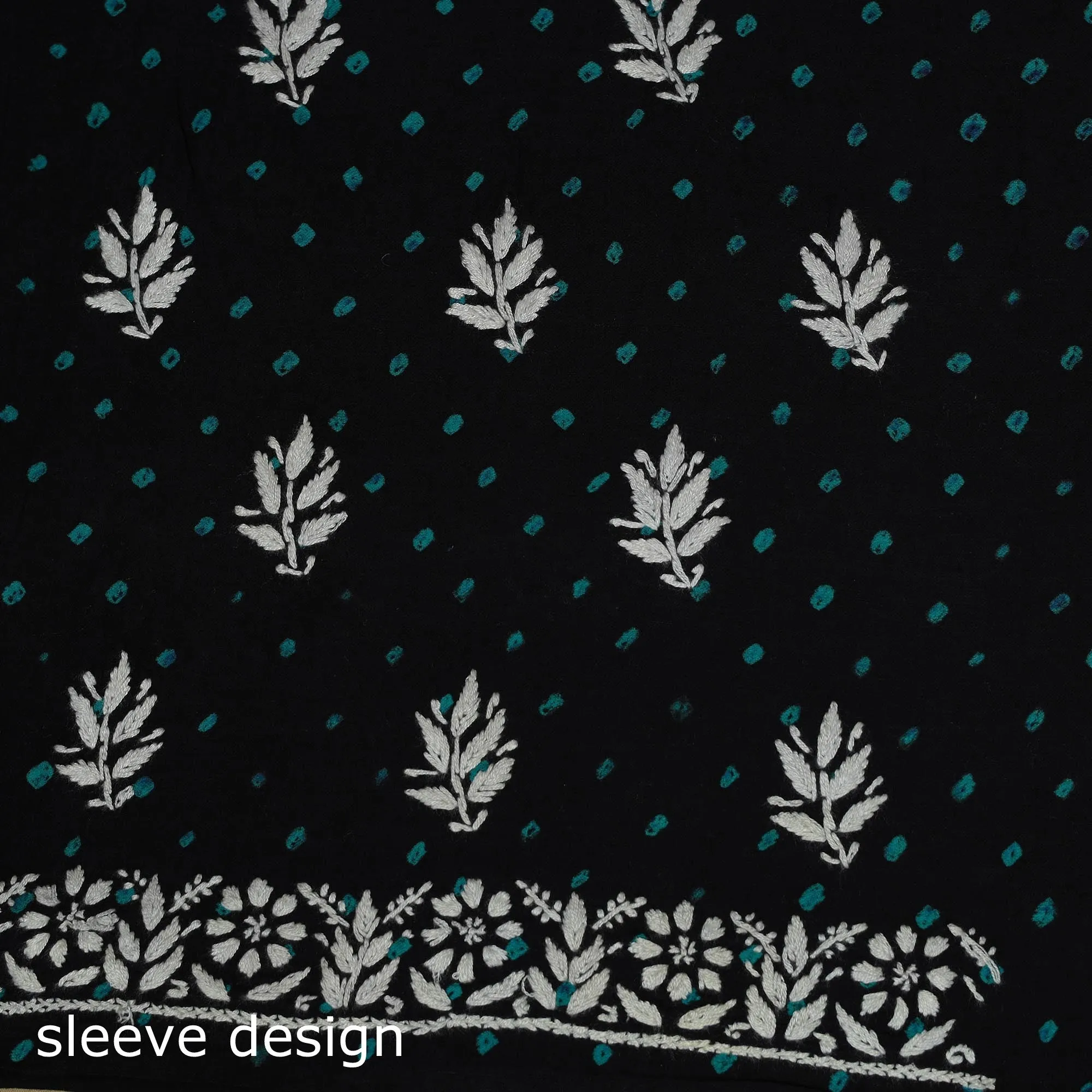 Blue - Lucknowi Chikankari Hand Work Bandhani Unstitched Kurta Material (2.6M) 16 sold by Itokri product image thumbnail 4