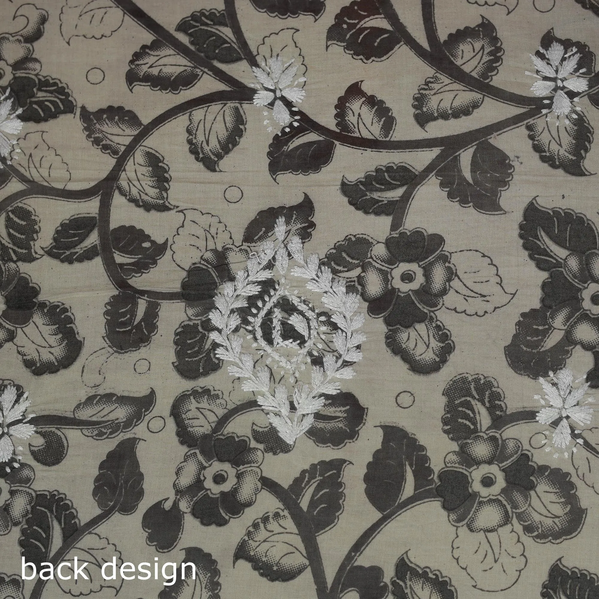 Grey - Lucknowi Chikankari Hand Work Kalamkari Unstitched Kurta Material (2.5M) 29 sold by Itokri product image thumbnail 5