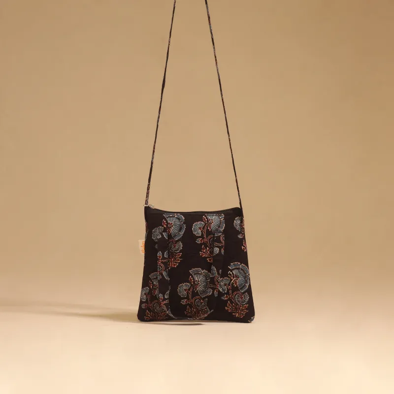 Black - Handcrafted Quilted Sling Bag 82 made by Itokri