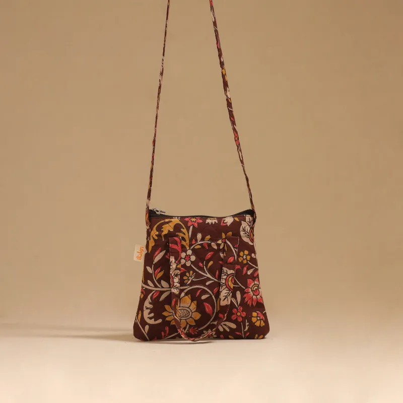 Brown - Handcrafted Quilted Sling Bag 66 made by Itokri