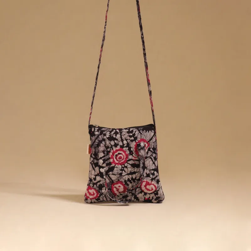 Black - Handcrafted Quilted Sling Bag 48 made by Itokri