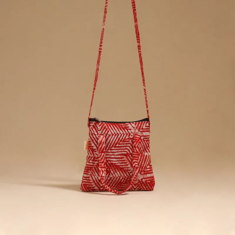 Red - Handcrafted Quilted Sling Bag 44 made by Itokri