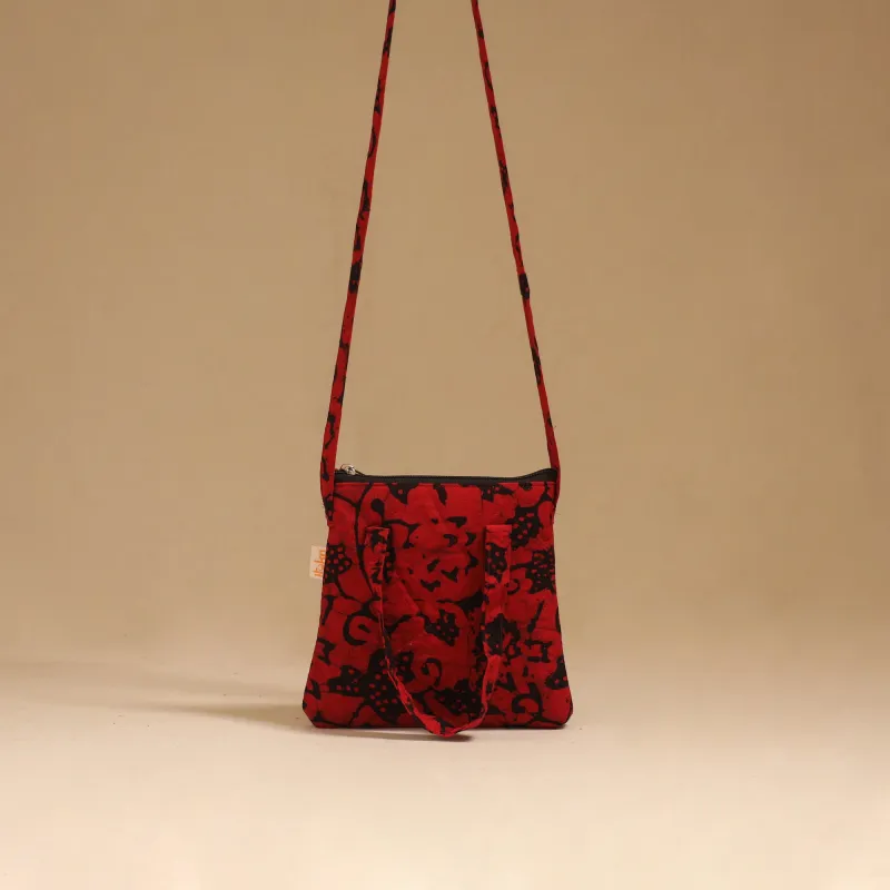 Red - Handcrafted Quilted Sling Bag 32 sold by Itokri