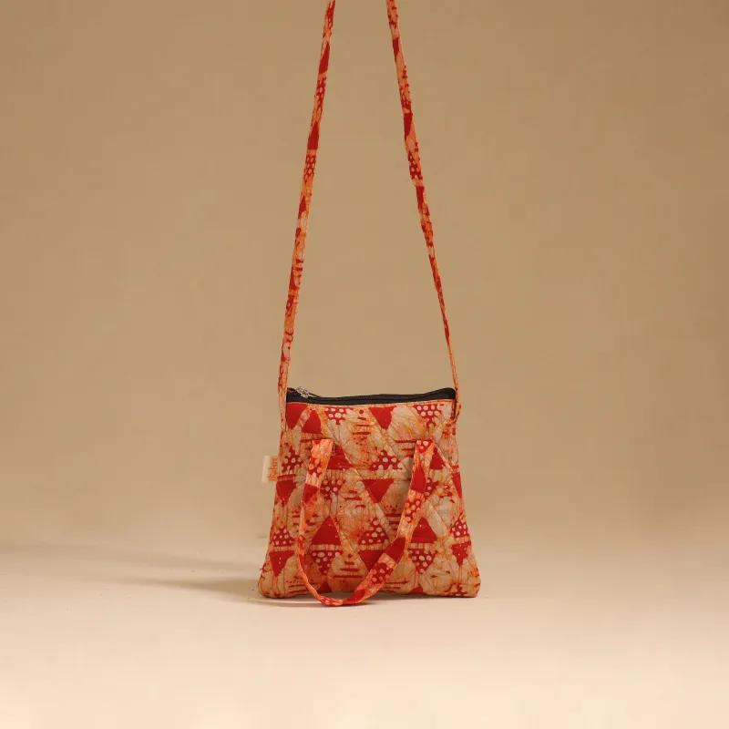 Red - Handcrafted Quilted Sling Bag 31 sold by Itokri