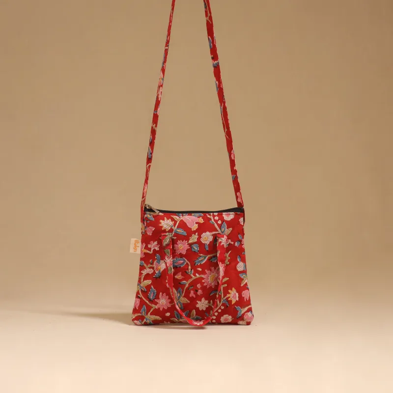 Red - Handcrafted Quilted Sling Bag 18 made by Itokri