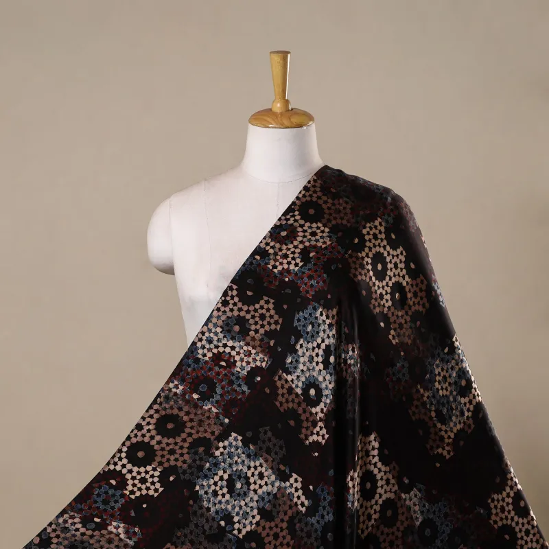 Hand Block Print Natural Dyed Modal Silk Ajrakh Fabric 34 sold by Itokri