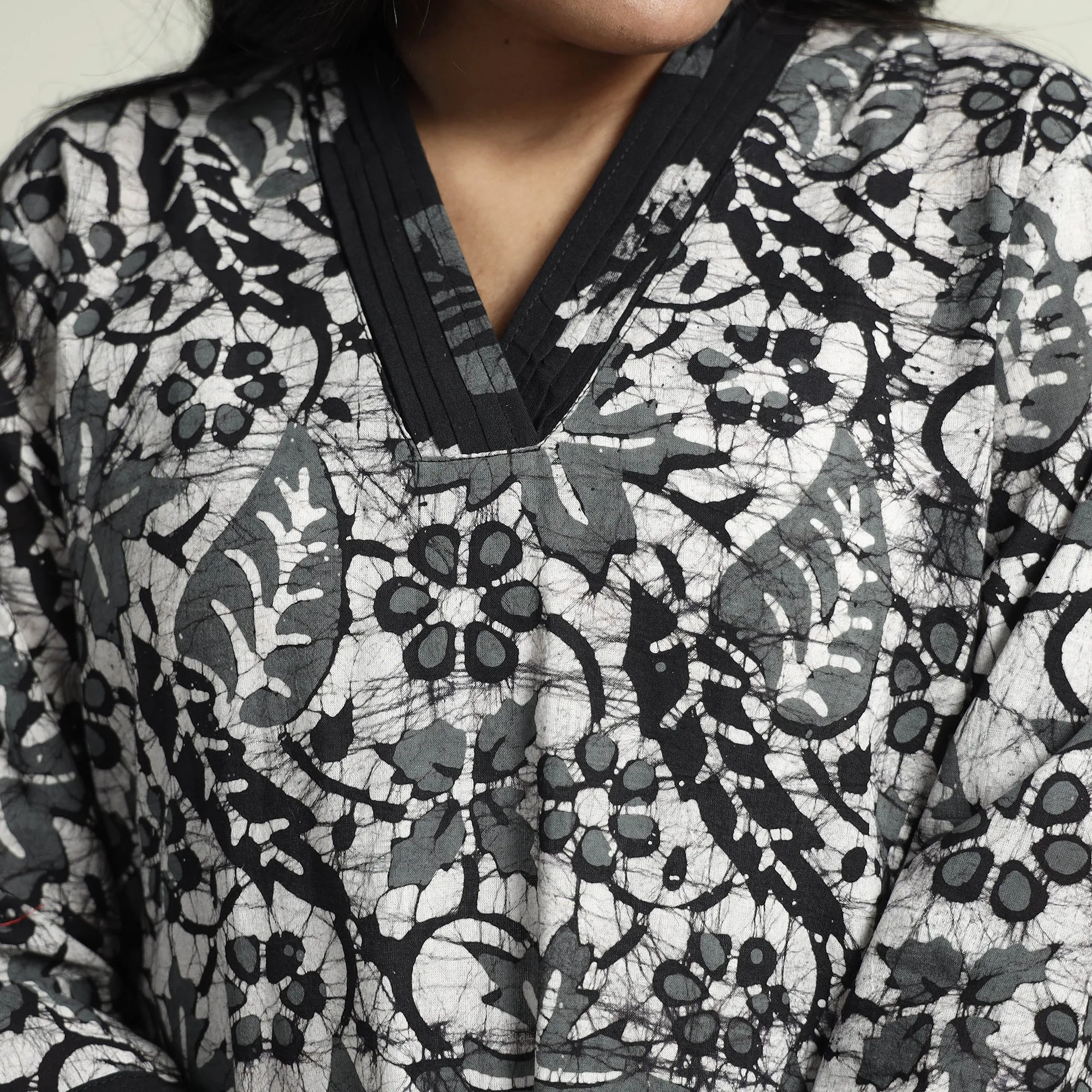 Black - Hand Batik Printed Cotton Kurta with Palazzo & Dupatta Set sold by Itokri product image thumbnail 5