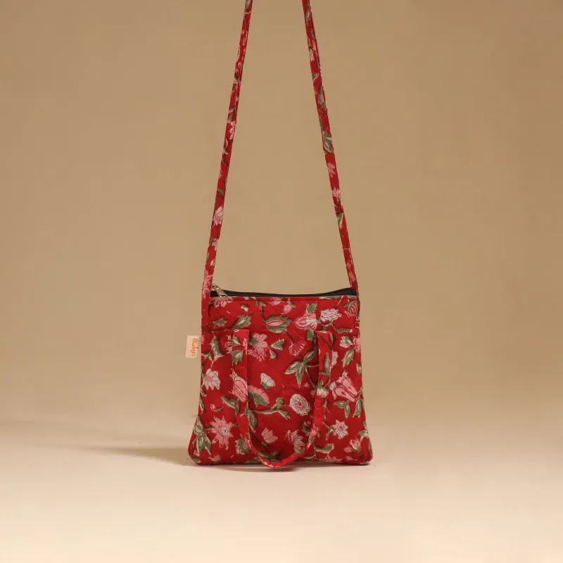 Red - Handcrafted Quilted Sling Bag 04 made by Itokri