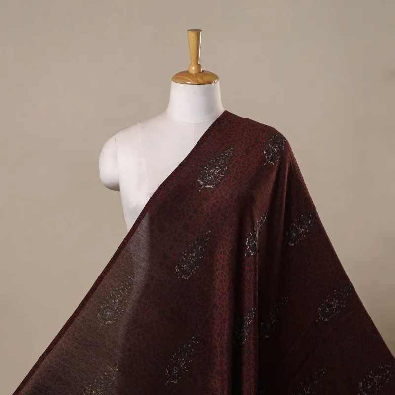 Hand Block Print Natural Dyed Chanderi Silk Ajrakh Fabric 13 sold by Itokri