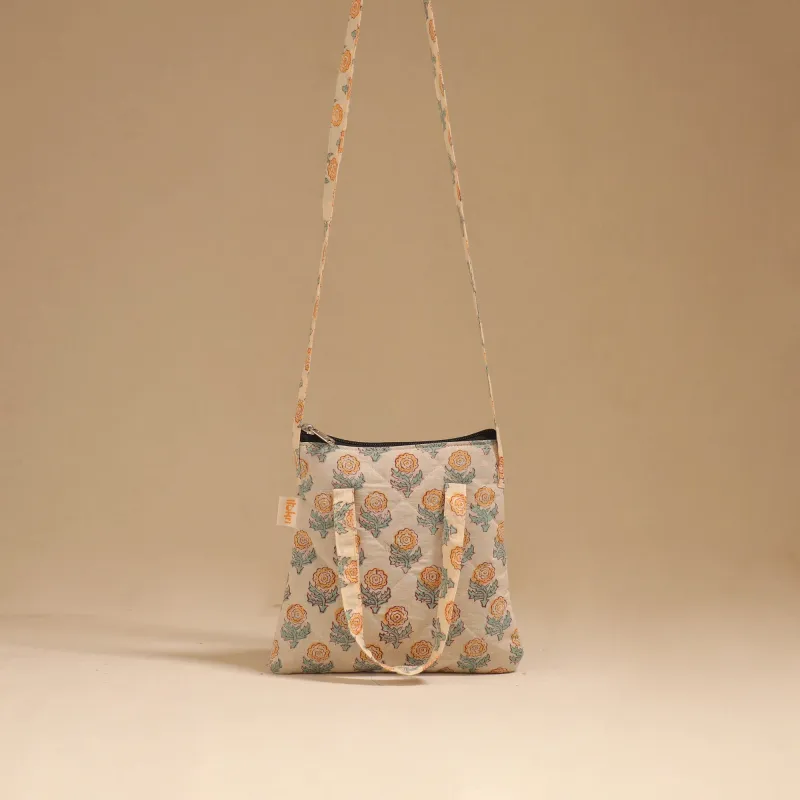 Beige - Handcrafted Quilted Sling Bag 01 sold by Itokri