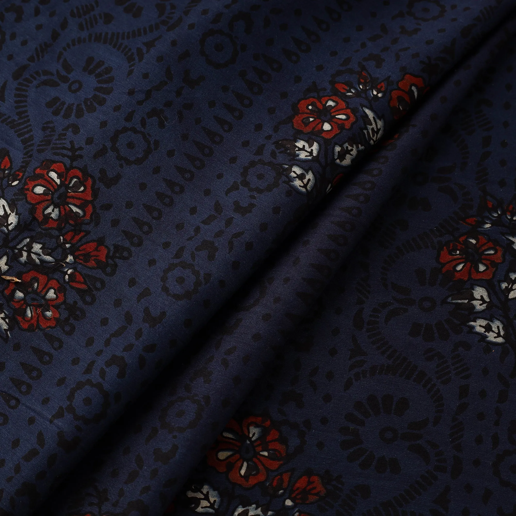 Blue - Hand Block Print Natural Dyed Chanderi Silk Ajrakh Fabric 19 sold by Itokri product image thumbnail 2