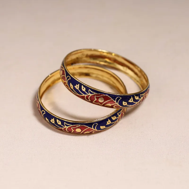 Blue - Handcrafted Paka Meenakari Bangles (Set of 2) 284 made by Itokri