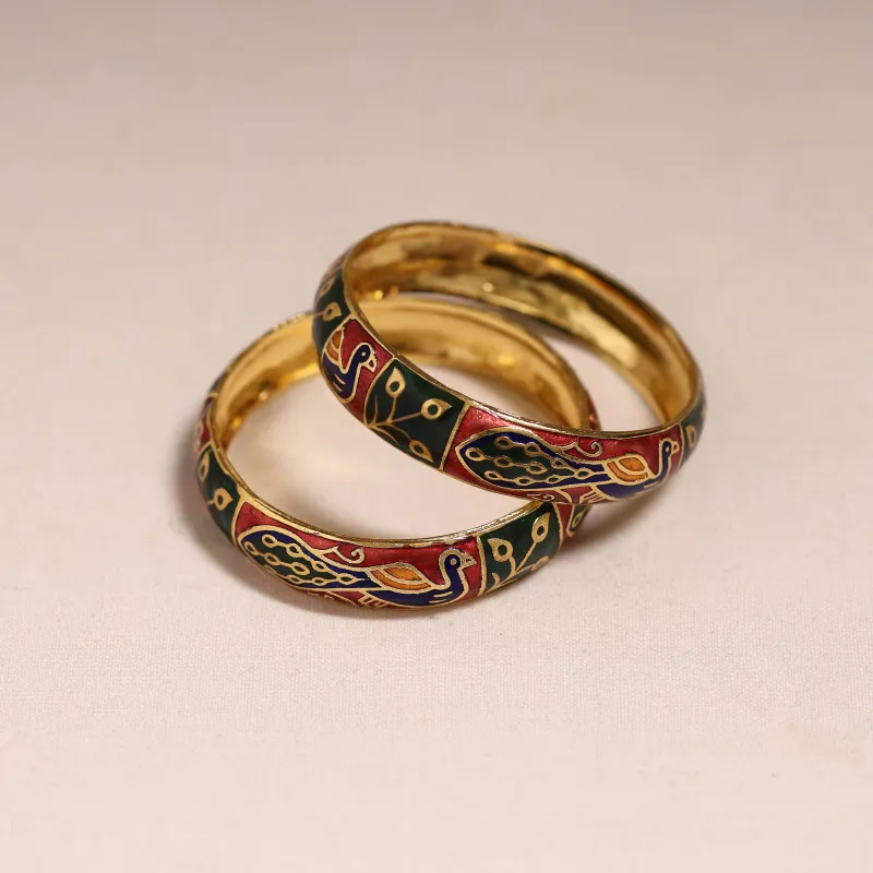 Multicolor - Handcrafted Paka Meenakari Bangles (Set of 2) 271 made by Itokri