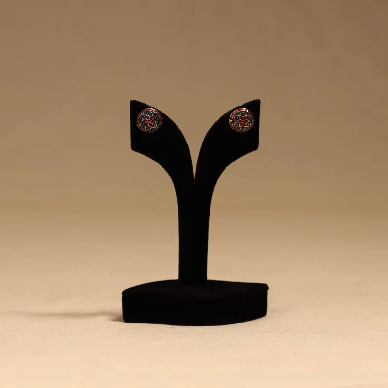 Red - Handcrafted Paka Meenakari Earrings 95 made by Itokri
