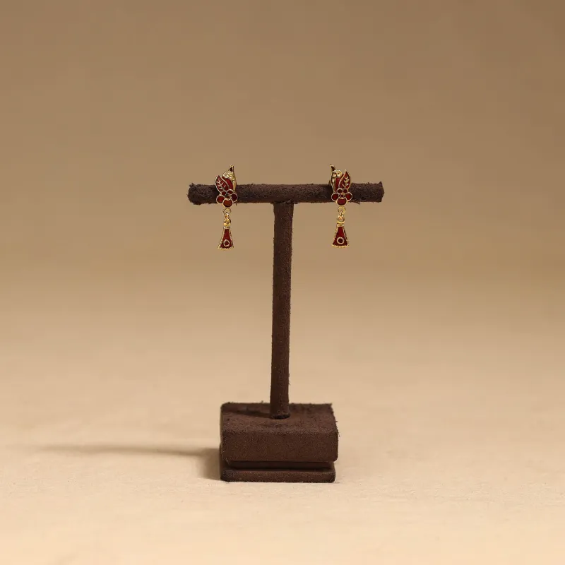 Red - Handcrafted Paka Meenakari Earrings 83 made by Itokri