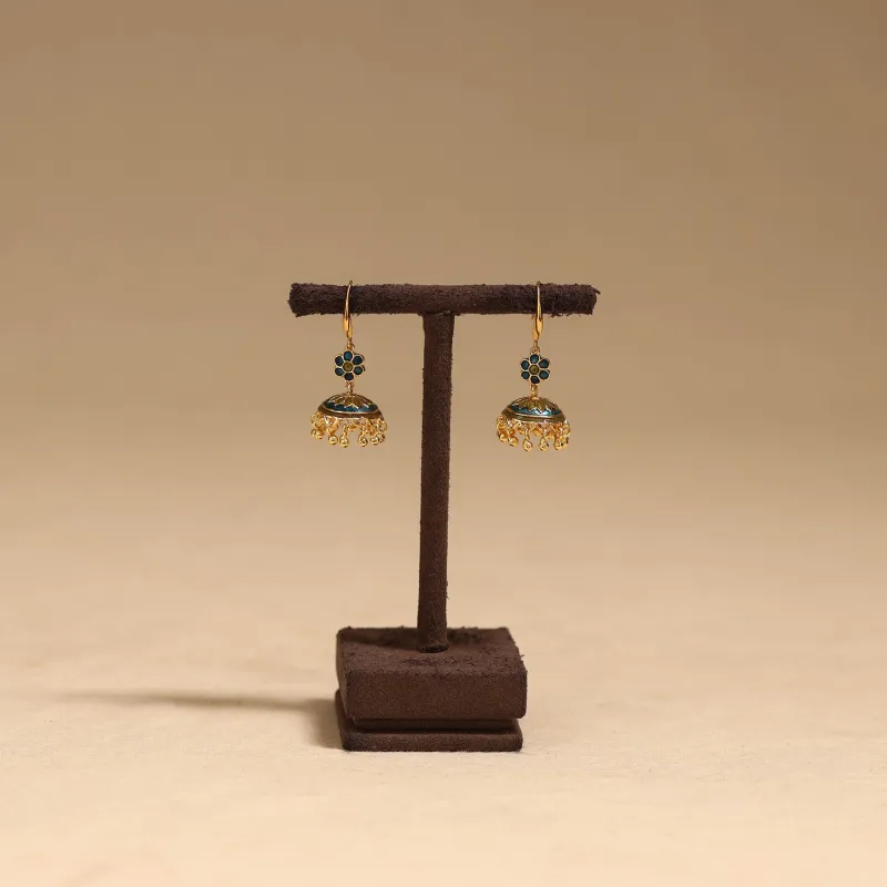 Blue - Handcrafted Paka Meenakari Jhumki Earrings 63 made by Itokri