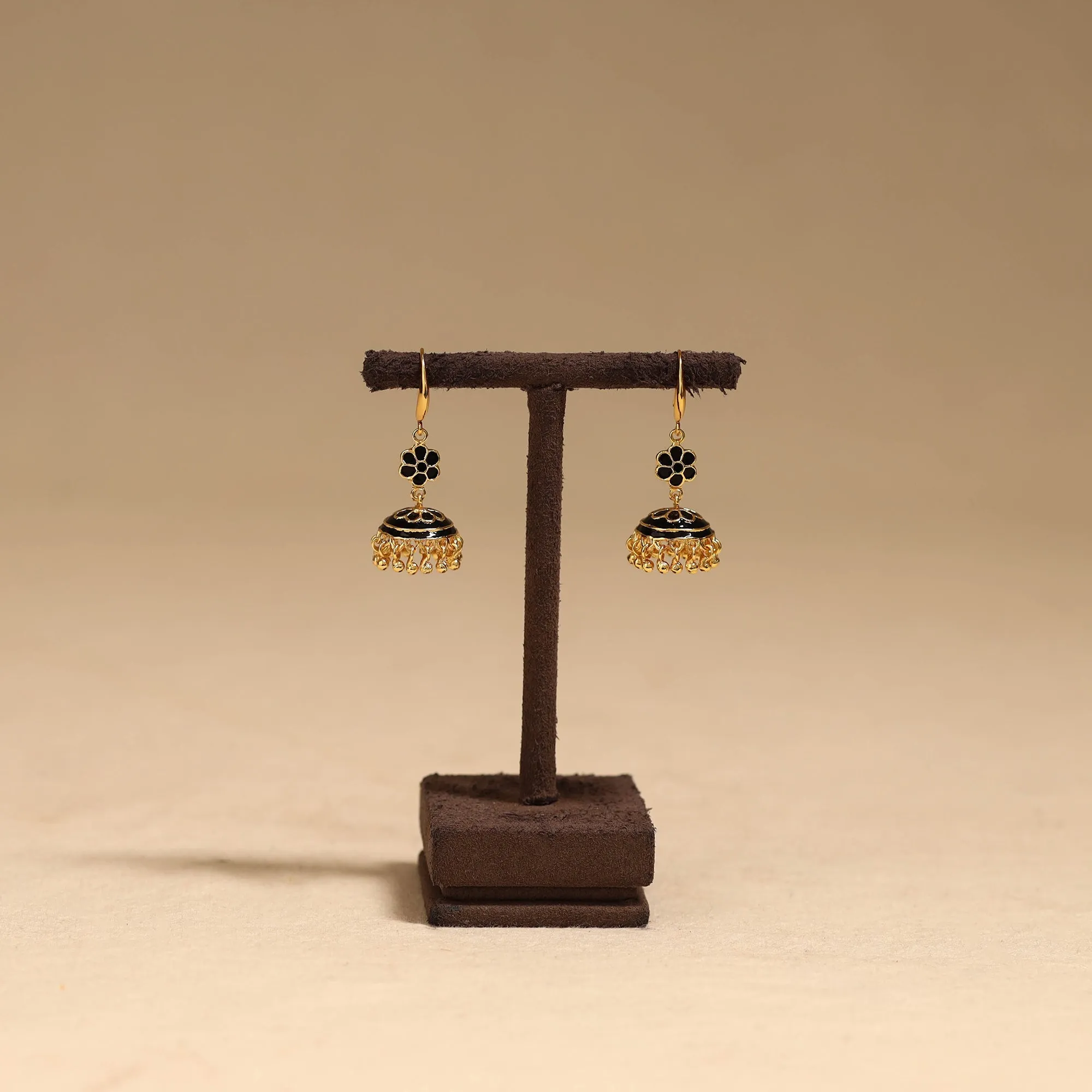 Black - Handcrafted Paka Meenakari Jhumki Earrings 62 sold by Itokri