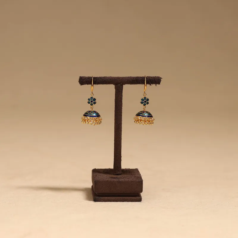 Blue - Handcrafted Paka Meenakari Jhumki Earrings 64 made by Itokri