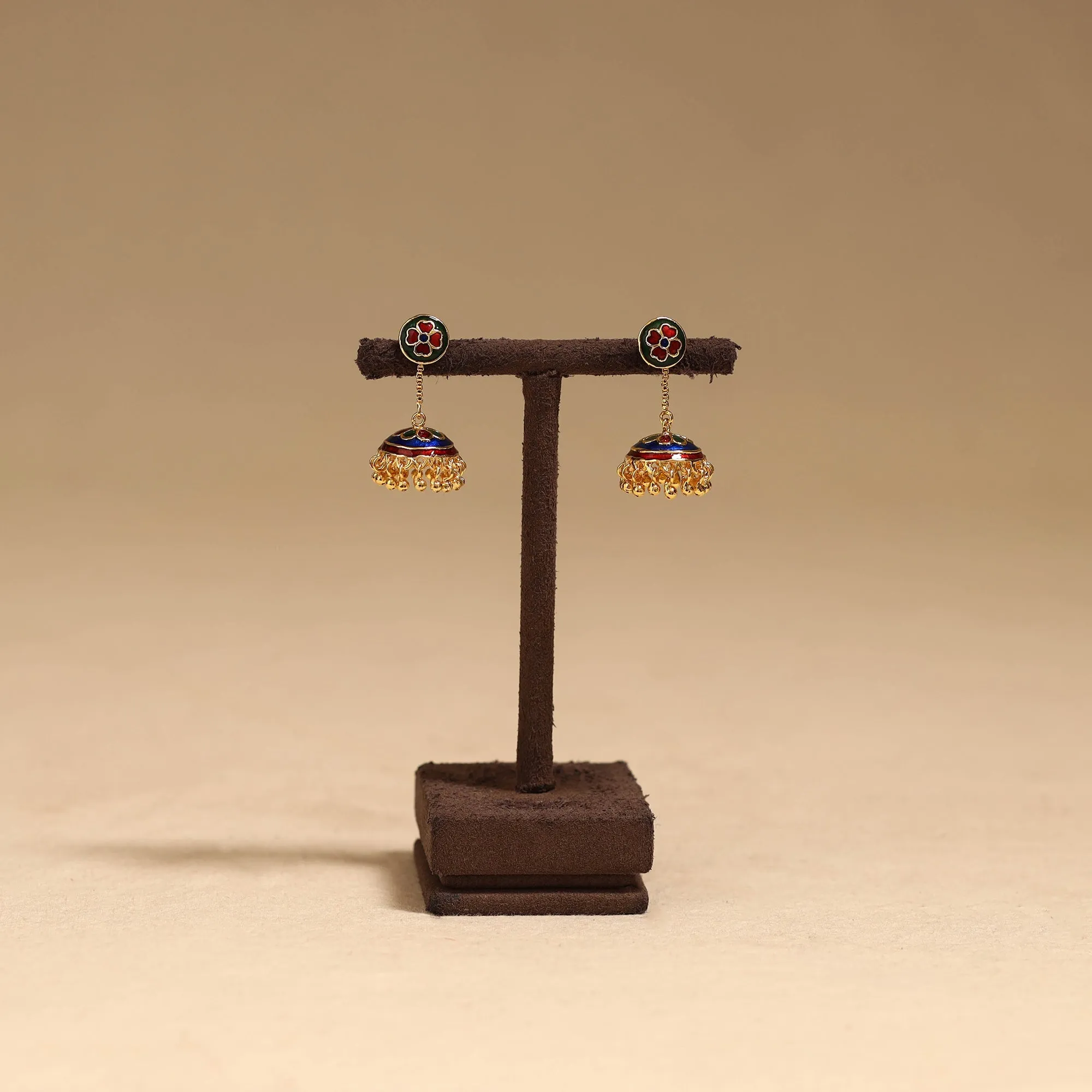 Red - Handcrafted Paka Meenakari Jhumki Earrings 56 sold by Itokri