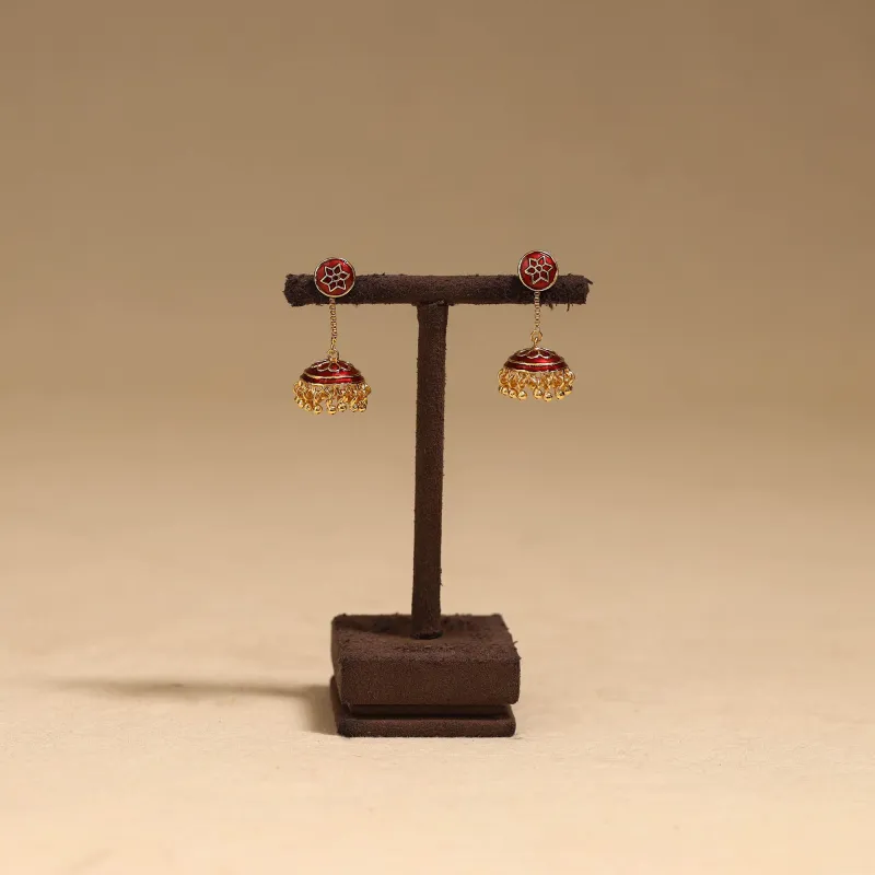 Red - aHandcrafted Paka Meenakari Jhumki Earrings 54 made by Itokri
