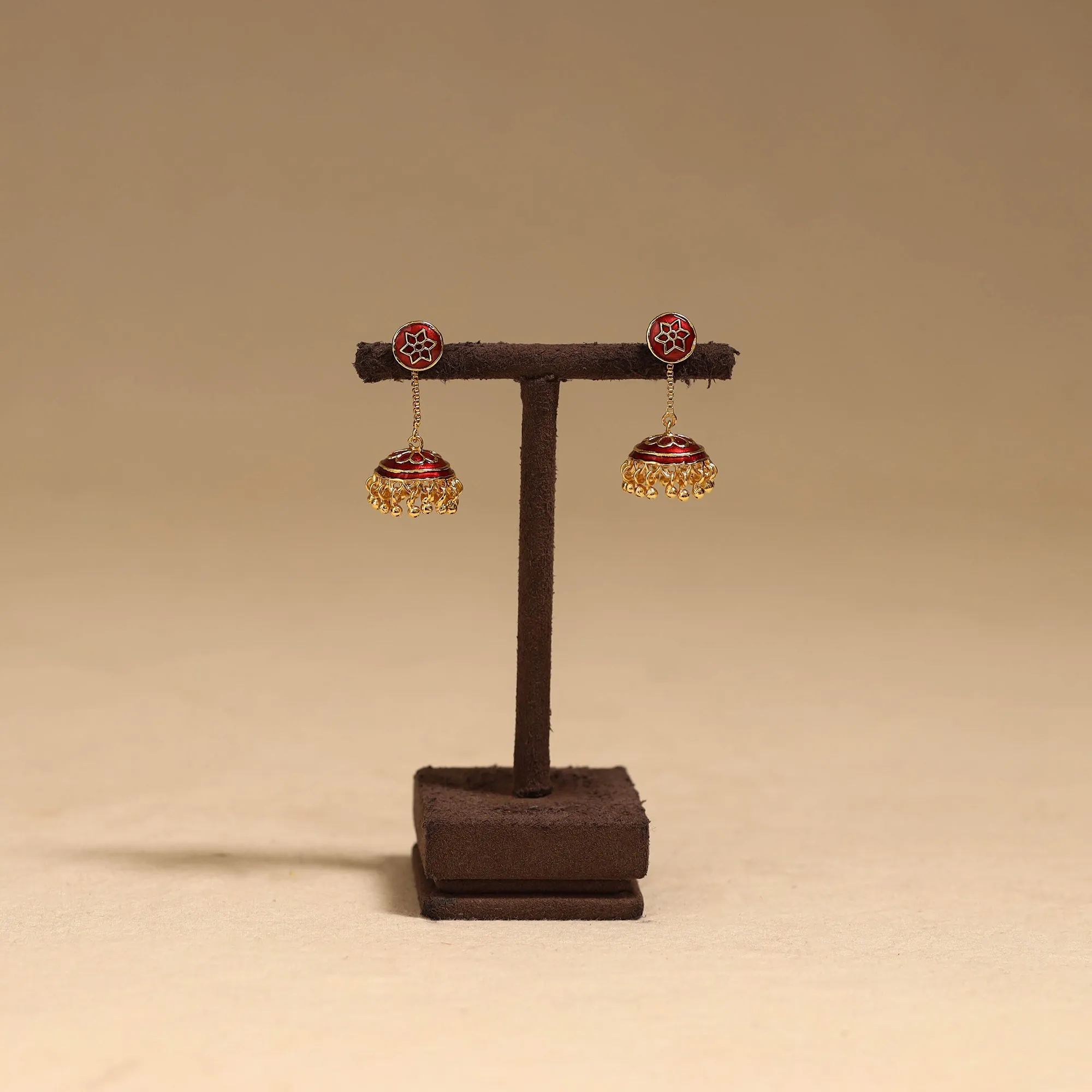 Red - aHandcrafted Paka Meenakari Jhumki Earrings 54 sold by Itokri