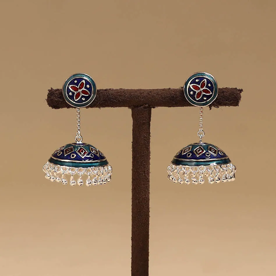 Blue - Handcrafted Paka Meenakari Jhumki Earrings 191 sold by Itokri product image thumbnail 2